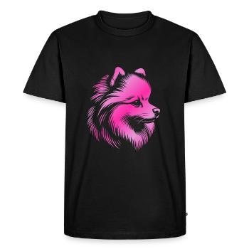 Pomeranian, Pomeranian, Dog's Head, Drawing pink - Men's Premium Organic T-Shirt - black - Front - Nico (187cm)