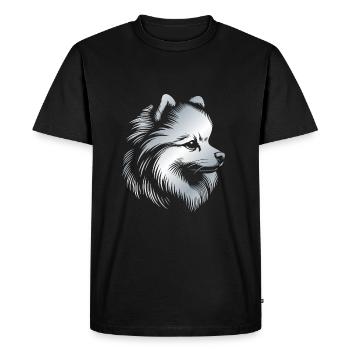 Pomeranian, Pomeranian, Dog's Head, Drawing Syllable - Men's Premium Organic T-Shirt - black - Front - Nico (187cm)