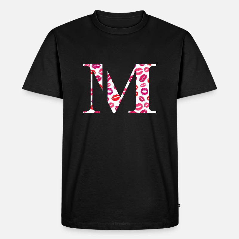 Buchstabe m Küsse - Männer Premium Bio T-Shirt - Schwarz