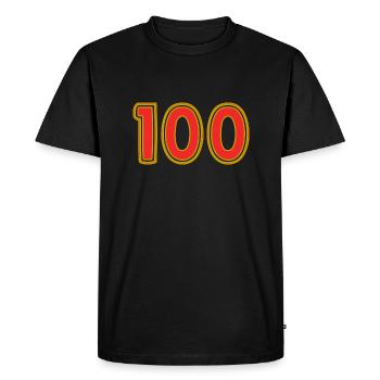 100. 100 ANS. 100e ANNIVERSAIRE. ANNIVERSAIRE 100 - T-shirt Premium bio Homme - noir - Devant - Nico (187cm)