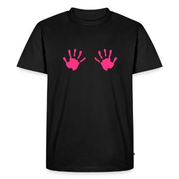 Hand - mains - empreinte de la main - T-shirt Premium bio Homme - noir - Devant - Nico (187cm)
