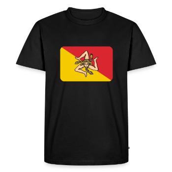 SICILY FLAG round corner 400 dpi - T-shirt Premium bio Homme - noir - Devant - Nico (187cm)