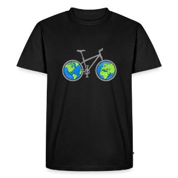 Le tour du monde en vélo - T-shirt Premium bio Homme - noir - Devant - Nico (187cm)