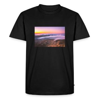 Epic sunrise from the summit of Mt Olympus - Men's Premium Organic T-Shirt - black - Front - Nico (187cm)