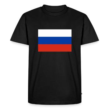 Drapeau Russie / Russian flag - T-shirt Premium bio Homme - noir - Devant - Nico (187cm)