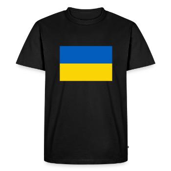Drapeau Ukraine / Ukraine flag - T-shirt Premium bio Homme - noir - Devant - Nico (187cm)