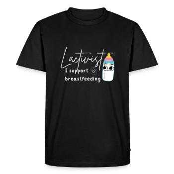 Drôle de consultante en lactation soutien à l’allaitement - T-shirt Premium bio Homme - noir - Devant - Nico (187cm)