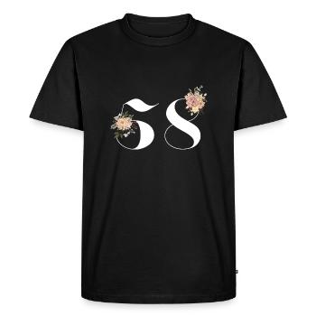 58e anniversaire fleuris (Cadeau de 58 ans) - T-shirt Premium bio Homme - noir - Devant - Nico (187cm)