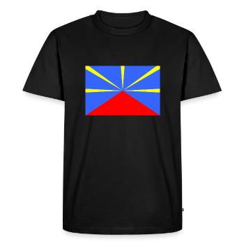 Flag 974 - Men's Premium Organic T-Shirt - black - Front - Nico (187cm)