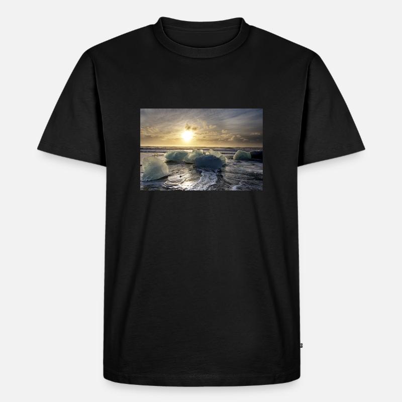 Isländischer Strand - Männer Premium Bio T-Shirt - Schwarz