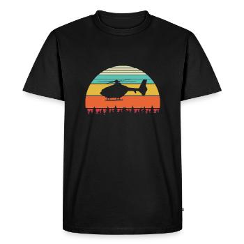 Helicopter Helicopter Retro Pilot - Men's Premium Organic T-Shirt - black - Front - Nico (187cm)