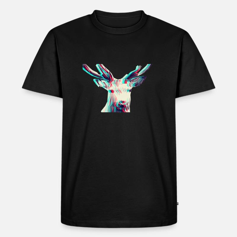 Elch 3D-Effekt - Männer Premium Bio T-Shirt - Schwarz