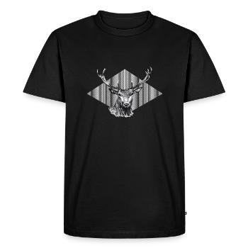 Cerf - T-shirt Premium bio Homme - noir - Devant - Nico (187cm)