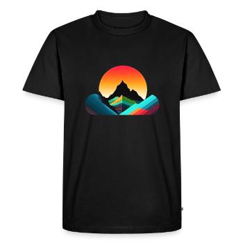 Mountain Landscape Geometric Art - Men's Premium Organic T-Shirt - black - Front - Nico (187cm)