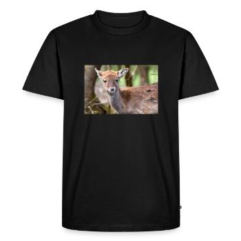 Fallow Deer (in german Damwild or Damhirsch) Dama - Men's Premium Organic T-Shirt - black - Front - Nico (187cm)