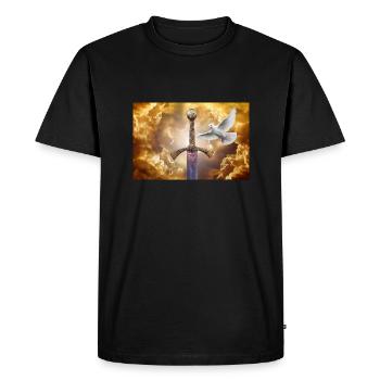 Szczerbiec avec une colombe. - T-shirt Premium bio Homme - noir - Devant - Nico (187cm)