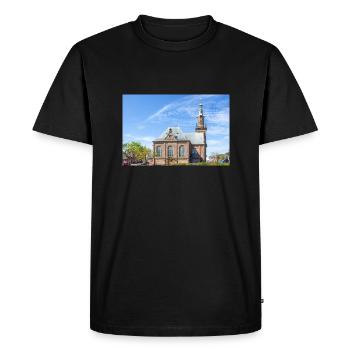 Nouvelle église (Nieuwe Kerk) à Katwijk aan zee - T-shirt Premium bio Homme - noir - Devant - Nico (187cm)