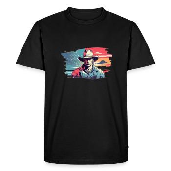 cow-boy vintage - T-shirt Premium bio Homme - noir - Devant - Nico (187cm)