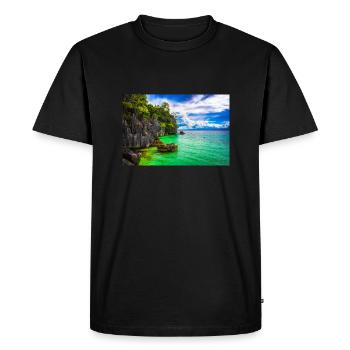 CÔTE PARADISIAQUE - T-shirt Premium bio Homme - noir - Devant - Nico (187cm)