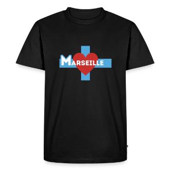 i love Marseille - T-shirt Premium bio Homme - noir - Devant - Nico (187cm)