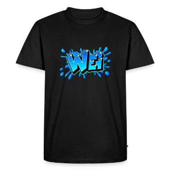Graffiti WEI splash Bleu Fait par Max le Tagueur - T-shirt Premium bio Homme - noir - Devant - Nico (187cm)