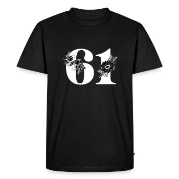 Numéro 61 floral noir - 61e anniversaire floral - T-shirt Premium bio Homme - noir - Devant - Nico (187cm)