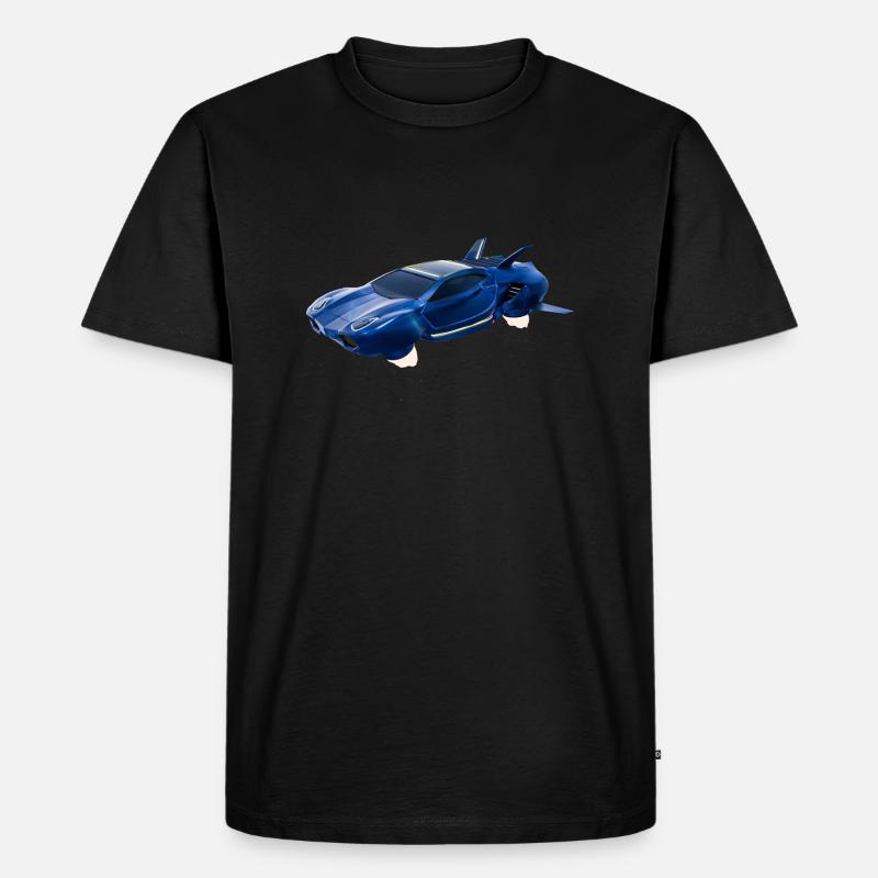 Sci-Fi Fliegendes Auto - Männer Premium Bio T-Shirt - Schwarz
