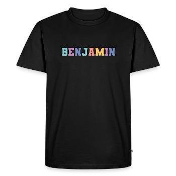 Name - Benjamin - Men's Premium Organic T-Shirt - black - Front - Nico (187cm)