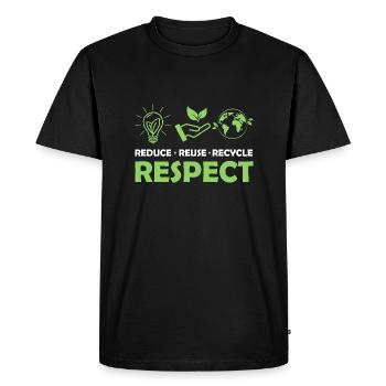 Réduire, Réutiliser, Recycler, Respecter, Planète, Environnemental - T-shirt Premium bio Homme - noir - Devant - Nico (187cm)