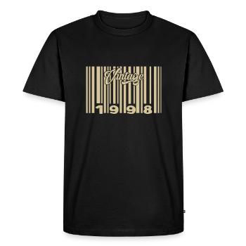 vintage 1998 Code barre 1998: Année 2025. - T-shirt Premium bio Homme - noir - Devant - Nico (187cm)