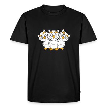 3 hiboux équipe amis groupe groupe trois frères troupe - T-shirt Premium bio Homme - noir - Devant - Nico (187cm)