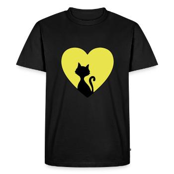 Amoureux des chats de pleine lune - T-shirt Premium bio Homme - noir - Devant - Nico (187cm)