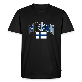 Mikkeli Drapeau finlandais - T-shirt Premium bio Homme - noir - Devant - Nico (187cm)