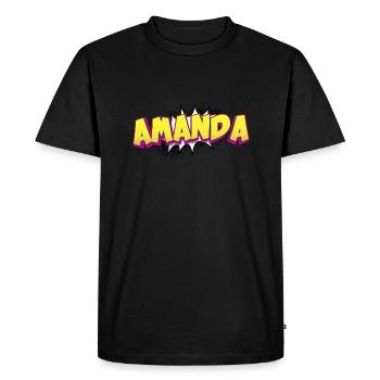 Amanda Custom Name Comic Book Style Pop Art, - Men's Premium Organic T-Shirt - black - Front - Nico (187cm)