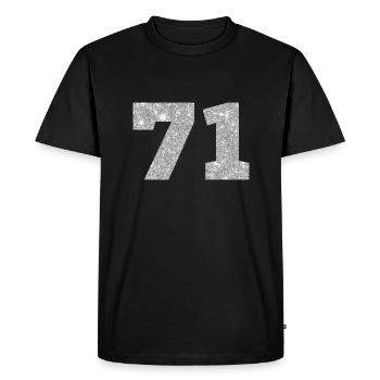 71 Silver Glitter - 71st Birthday - Men's Premium Organic T-Shirt - black - Front - Nico (187cm)