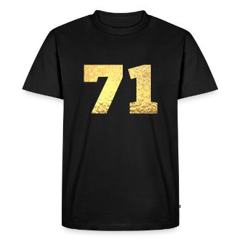 71 Gold Glitter - 71 Birthday - Men's Premium Organic T-Shirt - black - Front - Nico (187cm)