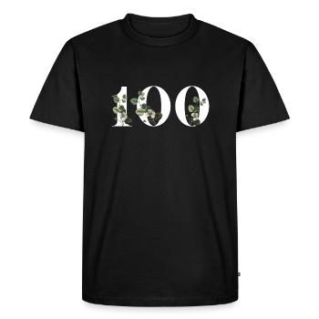 Number 100 Floral Green - 100th Floral Birthday - Men's Premium Organic T-Shirt - black - Front - Nico (187cm)