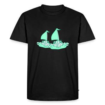 Deux voiliers font face à une compétition d’équipe de dessin animé - T-shirt Premium bio Homme - noir - Devant - Nico (187cm)