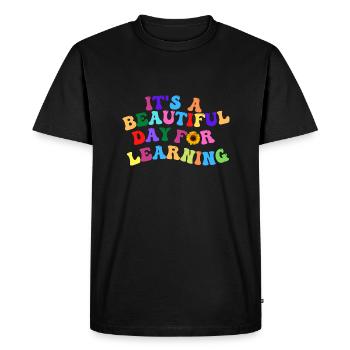 C’est une belle journée d’apprentissage - T-shirt Premium bio Homme - noir - Devant - Nico (187cm)