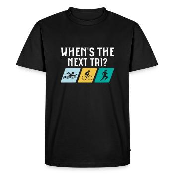 When's the next Tri? Triathlete Triathlon - Men's Premium Organic T-Shirt - black - Front - Nico (187cm)
