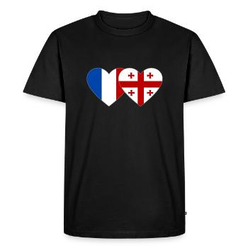 France Georgia Flag Heart - Men's Premium Organic T-Shirt - black - Front - Nico (187cm)