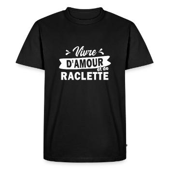 amour et raclette / cadeau humour raclette - T-shirt Premium bio Homme - noir - Devant - Nico (187cm)