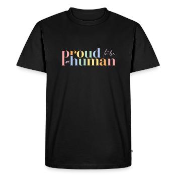 Fier humain | Grande façade - T-shirt Premium bio Homme - noir - Devant - Nico (187cm)