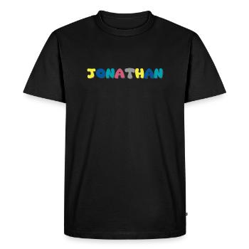 Nom - Jonathan - T-shirt Premium bio Homme - noir - Devant - Nico (187cm)