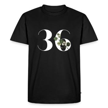 Numéro 36 floral vert - 36e anniversaire floral - T-shirt Premium bio Homme - noir - Devant - Nico (187cm)