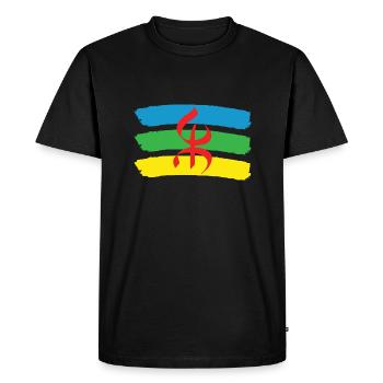 DRAPEAU AMAZIGH BERBERE YIFINAGH - T-shirt Premium bio Homme - noir - Devant - Nico (187cm)