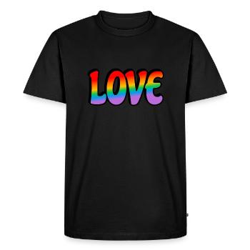Amour arc-en-ciel rétro - T-shirt Premium bio Homme - noir - Devant - Nico (187cm)