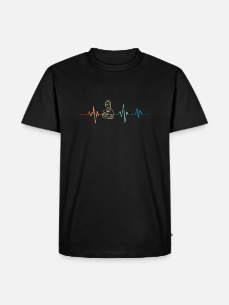 Retro Herzschlag Hebamme - Männer Premium Bio T-Shirt - Schwarz