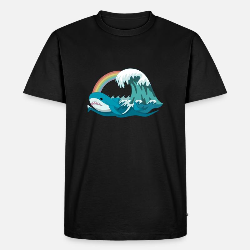 Pride Blahaj mit Regenbogen - Männer Premium Bio T-Shirt - Schwarz