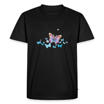 Papillons Papillons Insectes Printemps Été - T-shirt Premium bio Homme - noir - Devant - Nico (187cm)